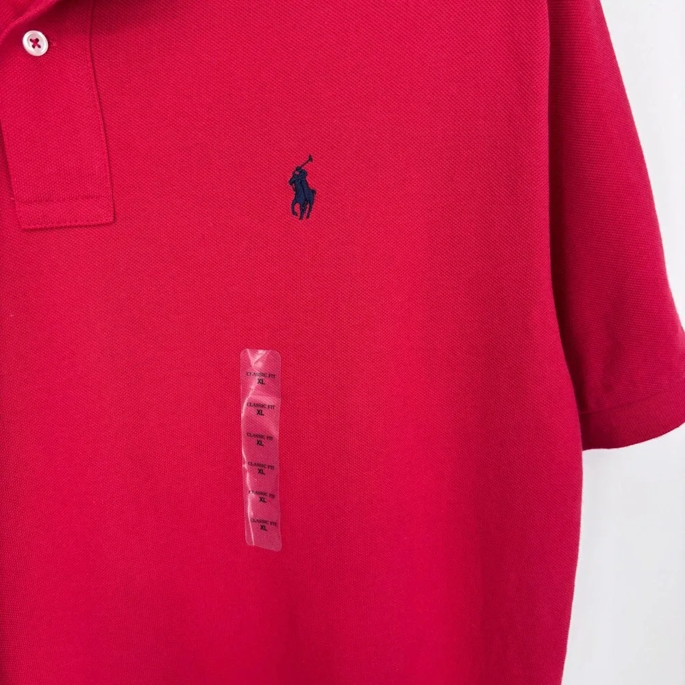 Polo Ralph Lauren Classic Fit Cotton Pique Shirt Mens XL Red Short Sleeve Pony